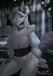 anthro black_body black_fur blue_eyes clothing female fur inner_ear_fluff looking_at_viewer solo tuft underwear white_body white_fur lesspie felid feline mammal hi_res