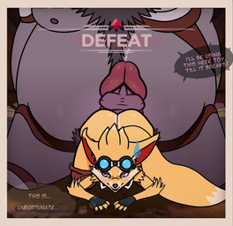 anthro armor ass_up bandits belly belt bent_over big_belly blush bodily_fluids body_hair bottomwear bottomwear_down butt chest_hair clothed clothing cross-popping_vein defeat defeated duo eyewear eyewear_on_head fingerless_gloves game_over game_ui gameplay_mechanics genital_fluids genitals gloves goggles goggles_on_head grinding handwear hot_dogging humanoid_genitalia humanoid_penis imminent_anal imminent_sex knee_pads kneeling looking_back male male/male mocking nervous overweight overweight_male pants pants_down partially_clothed penis popped_collar precum precum_squirt pubes rear_focus sex shaking_butt shoulder_pads size_difference speech_bubble sweat sweatdrop temple thought_bubble wobble monana-yo1 hi-rez_studios paladins_(game) pip_(paladins) domestic_cat felid feline felis mammal vulpin animated hi_res loop no_sound short_playtime video