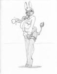 anthro big_breasts bottomwear braided_hair breasts clothing female garter_straps hair legwear long_hair looking_at_viewer nipple_outline open_mouth shirt simple_background skirt solo stockings tail tail_tuft thigh_highs tiptoes topwear tuft wolfkidd liana_maxton asinus donkey equid equine mammal 2019 greyscale monochrome