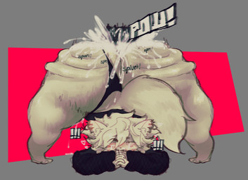 ambiguous_gender anal anal_penetration anthro ass_up big_butt black_clothing black_shirt black_topwear blush bodily_fluids butt clothing cum cum_in_ass cum_inside disembodied_penis duo exclamation_point fluffy fluffy_tail genital_fluids genitals huge_butt huge_thighs hyper hyper_butt jack-o'_pose male male/ambiguous penetration penis pose shirt simple_background splurt tail thick_thighs topwear userpagani aero_(ju5ta3r0) domestic_cat felid feline felis mammal 2025