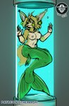 anthro aquaphilia breasts breathhold clothed clothing costume ear_piercing ear_ring female merfur mermaid_tail nipples piercing ring_piercing solo split_form topless underwater water water_tank thearashi mythology rosa_(thearashi) marine merfolk mythological_carbuncle mythological_creature hi_res