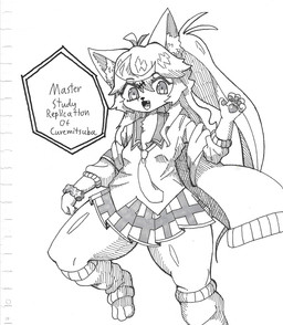 3_toes 5_fingers accessory anthro bangs bottomwear breasts clothed clothing coat eyebrows fangs feet female fingers hair hair_accessory hairpin highlights_(coloring) ink inner_ear_fluff long_hair necktie open_mouth pawpads pleated_skirt raised_hand raised_leg school_uniform shirt simple_background skirt small_breasts snout solo standing teeth thick_thighs toes topwear tuft uniform wavy_hair white_background wide_hips kaysei domestic_cat felid feline felis mammal cross-hatching greyscale hatching_(art) monochrome shaded traditional_media_(artwork)