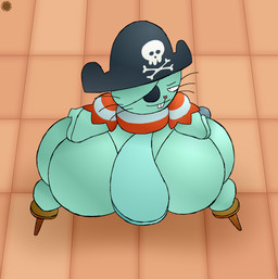 anthro bedroom_eyes big_butt bottom_heavy bubble_butt buckteeth butt clothing curvy_figure eye_patch eyewear femboy flat_tail floor hands_on_hips heart_nose heart_symbol high-angle_view hook hook_hand huge_butt logo looking_at_viewer male narrowed_eyes pegleg pirate pirate_hat rear_view seductive shirt skull_and_crossbones solo teeth text thick_thighs thong_straps tile tile_floor topwear whiskers wide_hips thatdawgmurray happy_tree_friends russell_(htf) mammal mustelid otter aliasing artist_logo artist_name digital_media_(artwork) hi_res signature