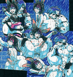 anal anal_penetration anthro anus balls biceps big_butt black_body black_fur blush bodily_fluids buckteeth bulge butt clothing cum cum_in_ass cum_in_mouth cum_inside deep_skin duo ear_piercing erection femboy fishnet_clothing full_nelson fur genital_fluids genitals glistening glistening_body hair humanoid_genitalia humanoid_penis legwear male male/male multicolored_hair oral penetration penis piercing raining rimming sex size_difference teeth thick_thighs thigh_highs undressing wet white_body wide_hips parasitedeath nax_nuhevan vield canid canine canis dalmatian domestic_dog lagomorph leporid mammal rabbit 2021 absurd_res hi_res traditional_media_(artwork)