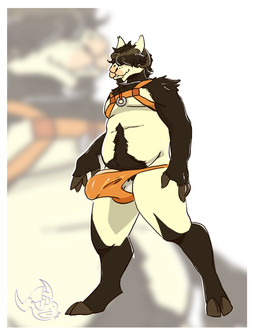 anthro balls belly belly_hair biped body_hair border bulge clothed clothed_anthro clothed_male clothing erection genitals hair hair_over_eye harness horn jockstrap male male_anthro penis smile solo underwear mr.brapion jasper_the_ram bovid bovine caprine goat mammal 2026 absurd_res dated digital_drawing_(artwork) digital_media_(artwork) hi_res sketch