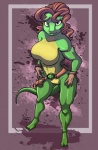 anthro belt breasts featureless_breasts female looking_at_viewer non-mammal_breasts nude pose solo tail jaeh teenage_mutant_ninja_turtles mona_lisa_(tmnt) lizard reptile scalie 2012 digital_media_(artwork)