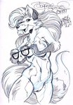 anthro disguise eyewear female glasses grin humor nude smile solo tail what daphne_lage canid canine fox mammal