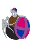 4_arms 4_legs armor bisexual_pride_colors black_body blue_helmet brown_body brown_eyes brown_helmet brown_tuft chest_tuft clothing fangs feral front_view grey_body grey_hair grey_nose hair half-closed_eyes hat headgear headwear helmet lgbt_pride looking_at_viewer male multi_arm multi_limb multicolored_body multicolored_hat narrowed_eyes pink_helmet pride_colors purple_helmet red_clothing red_hat red_headwear solo teeth tuft 8-bit-britt spirk_(8-bit-britt) arachnid arthropod spider 2021 digital_media_(artwork) hi_res