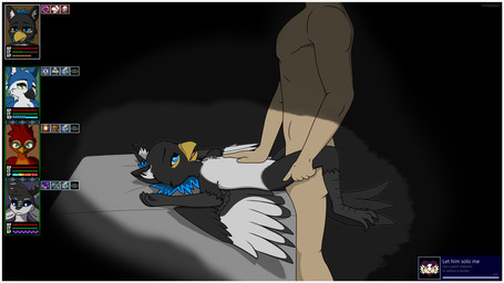 achievement_unlocked anthro anthro_penetrated beak belly_rub blue_eyes blue_hair_tips buffs dark_room dim_lighting dominant dominant_male duo eyebrows faceless_character faceless_human faceless_male feathers featureless_chest feet female female_anthro female_on_back female_on_bottom female_on_human female_penetrated frames furniture gameplay_mechanics gentle_sex gui hand_on_belly hand_on_leg health_bar holding_leg human_on_anthro interspecies intimate larger_human larger_male male male/female male_human male_on_top male_penetrating male_penetrating_anthro male_penetrating_female mugshot multicolored_body nude nude_anthro nude_female obscured_penetration offscreen_character on_bottom on_top open_beak open_mouth ottoman penetration petting picture_frame raised_arms raised_eyebrows roleplay sex size_difference smaller_anthro smaller_female smile smiling_at_another smiling_at_partner spread_legs spread_wings spreading stamina stamina_bar stamina_drain standing_over submissive submissive_female tail tail_feathers talon_hands talons toes vaginal vaginal_penetration wings yellow_beak wrattales2022 mythology azuki_(azukipuddles) avian bird corvid gryphon holarctic_magpie human magpie_(corvid) mammal mythological_avian mythological_creature oscine passerine yellow-billed_magpie 16:9 hi_res icon widescreen