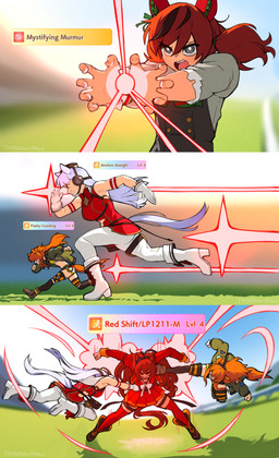 5_fingers bottomwear breasts clenched_teeth clothed clothed_female clothed_humanoid clothing female fingernails fingers footwear front_view fully_clothed fully_clothed_female fully_clothed_humanoid grey_eyes group hair humor long_hair nails open_mouth orange_hair orange_tail outside pants purple_hair purple_tail red_hair shoes side_view tail teeth text tongue topwear yoako cygames dragon_ball dragon_ball_super uma_musume_pretty_derby gold_ship_(pretty_derby) maruzensky_(pretty_derby) mayano_top_gun_(pretty_derby) nice_nature_(pretty_derby) animal_humanoid equid equid_humanoid equine equine_humanoid horse_humanoid humanoid mammal mammal_humanoid 2025 absurd_res colored comic digital_drawing_(artwork) digital_media_(artwork) english_text hi_res