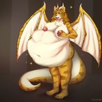 after_vore ambiguous_gender ambiguous_prey anthro anthro_pred belly big_belly big_breasts big_tail breasts dragon_wings female female_pred hand_on_own_belly hand_on_own_breast huge_belly organs soft_vore solo sparkles spread_wings standing stomach tail unseen_prey vore wings kecafur mythology dragon felid hybrid mammal mythological_creature mythological_scalie pantherine scalie tiger absurd_res digital_media_(artwork) hi_res