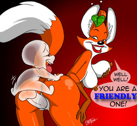 all_fours anthro anus backsack balls big_breasts breasts butt butt_grab doggystyle duo erection exclamation_point female female_penetrated from_behind_position genitals hand_on_butt hanging_breasts holding_breast larger_female larger_penetrated male male/female male_penetrating male_penetrating_female nipples open_mouth penetration penile penile_penetration penis penis_in_vagina red_background sex simple_background size_difference smaller_male tail text tongue tongue_out vaginal vaginal_penetration vulva aeolus06 casper_the_friendly_ghost casper_(casper_the_friendly_ghost) canid canine fox ghost mammal spirit undead 2011 english_text