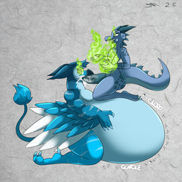 anthro beak belly big_belly blue_body blue_eyes blue_feathers blue_skin bodily_fluids claws cum cum_inflation cum_inside duo feathers feet genital_fluids genitals green_eyes half-closed_eyes horn huge_belly hypnosis inflation male mind_control narrowed_eyes penetration penile penile_penetration penis penis_in_beak ringed_eyes spikes tail tail_tuft talons tapering_tail thin_tail toes tuft dirtymac mythology avian gryphon kobold mythological_avian mythological_creature reptile scalie 1:1 absurd_res hi_res