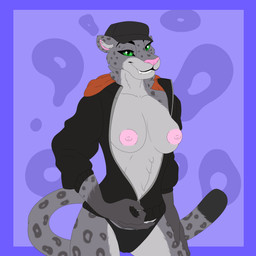 anthro areola bedroom_eyes big_breasts black_clothing black_underwear breasts clothed clothing exposed_breasts female green_eyes hat headgear headwear jacket looking_at_viewer narrowed_eyes nipples puffy_nipples seducing_viewer seductive smile smiling_at_viewer solo strong_female tail teasing teasing_viewer topless topwear underwear unzipped zipper apheront dreamworks the_bad_guys kitty_kat_(the_bad_guys) felid feline mammal pantherine snow_leopard 1:1 absurd_res hi_res