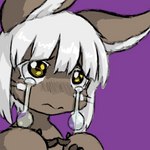 ambiguous_gender anthro begging blush bodily_fluids brown_body brown_fur colored-in colored-in_version fur hair purple_background simple_background solo tears white_hair yellow_eyes buneposter third-party_edit made_in_abyss nanachi narehate 1:1 color_edit colored portrait shaded