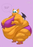 anthro arm_rolls back_rolls belly belly_rolls big_belly big_breasts big_butt big_cheeks breasts butt chubby_cheeks cleavage clothed clothing double_chin fat_rolls female green_eyes huge_belly huge_breasts huge_butt leg_rolls looking_at_viewer morbidly_obese obese overweight skimpy solo text thick_thighs wings totesfleisch8 sega sonic_the_hedgehog_(series) rouge_the_bat bat mammal 2024 hi_res russian_text signature translated