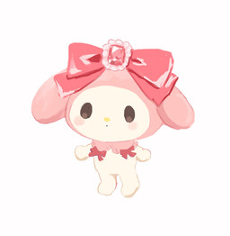 anthro blush chibi female simple_background solo white_body young usagimarumei onegai_my_melody sanrio my_melody lagomorph leporid mammal rabbit digital_media_(artwork) hi_res