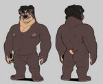 anthro belly brown_body brown_fur butt eyewear front_and_back fur glasses hair male moobs nipples overweight overweight_anthro overweight_male simple_background solo dinonugget_bird uku bear mammal short-faced_bear spectacled_bear 2020 hi_res