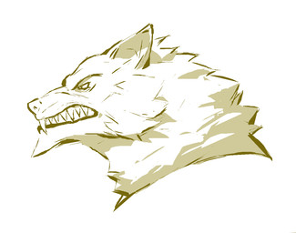 ambiguous_form ambiguous_gender fangs frown fur furrowed_eyebrows looking_aside overbite scowl side_view simple_background snout solo tan_background teeth kingarthur_i canid mammal 2023 digital_drawing_(artwork) digital_media_(artwork) headshot_portrait monochrome portrait