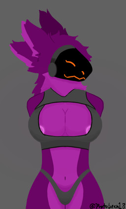 anthro areola big_breasts breasts cleavage cleavage_cutout clothed clothing cutout female machine nipples panties solo thong underwear protoderse protogen