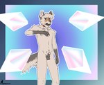 animal_genitalia anthro balls collar crystal genitals gradient_background male neck_tuft pubes sheath simple_background slim slim_male solo tail tongue tongue_out tuft orangemaniacc microsoft minecraft mojang xbox_game_studios wolf_(minecraft) hi_res