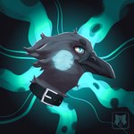 anthro glowing glowing_cheeks glowing_eyes male side_view simple_background solo crowley kathai avian bird corvid corvus_(genus) crow oscine passerine 1:1 digital_media_(artwork) digital_painting_(artwork) headshot_portrait hi_res icon portrait