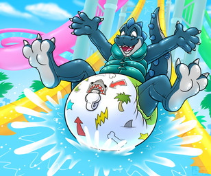 anthro big_diaper clean_diaper clothed clothing diaper feet_up hands_up inflatable inflatable_diaper inflatable_vest looking_down male open_mouth pattern_diaper pool_toy pull-ups_(diaper) slide smile solo swim_vest tail water water_slide wearing_diaper mapimoo_(artist) skipper_(zoran) animate_inanimate dinosaur living_inflatable prehistoric_species reptile saurischian scalie theropod tyrannosaurid tyrannosauroid tyrannosaurus tyrannosaurus_rex hi_res