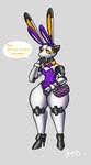 anthro bunny_costume clothing costume egg fake_ears fake_rabbit_ears footwear high_heels holidays machine male orange_eyes shoes solo text white_body jiqqy easter 13un lagomorph leporid mammal rabbit robot english_text hi_res