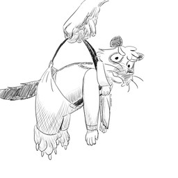 accessory anthro biped bottomwear carrying_another clothing duo humanoid_hands male necktie pants shirt simple_background solo_focus suspenders topwear piothecloudrat cloud_rat mammal northern_luzon_cloud_rat rodent 1:1 2026 hi_res monochrome