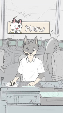 aircraft airplane airport anthro barking chatting communication_tower control_tower disappointed group humor joke male meowing phone_call vehicle ariefox sound_warning canid canine canis domestic_cat domestic_dog felid feline felis mammal 9:16 animated hi_res short_playtime sound video