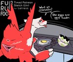 cooking egg female gaping gaping_pussy genitals omelette oviposition_cooking presenting pussy teasing text furufoo nintendo pokemon generation_3_pokemon latias legendary_pokemon pokemon_(species) english_text