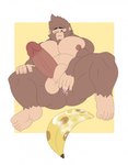 5_toes anal anal_fingering anal_fluids anal_juice_on_finger anal_masturbation anal_penetration anthro anus areola balls banana belly big_penis bodily_fluids brown_body butt erection feet fingering fingers food fruit fur gaping gaping_anus genital_fluids genitals humanoid_feet humanoid_genitalia humanoid_penis improvised_sex_toy male masturbation nipples nude one_eye_closed overweight overweight_anthro overweight_male pecs penetration penis plant plantigrade simple_background soles solo spread_legs spreading toes unrealrui ape chimpanzee haplorhine mammal pan_(genus) primate digital_media_(artwork) hi_res