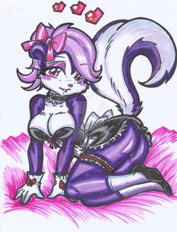 anthro ass_up big_breasts breasts butt clothing female maid_uniform pose solo uniform diablo_guardian tiny_toon_adventure tiny_toon_adventures warner_brothers fifi_la_fume mammal mephitid skunk pinup traditional_media_(artwork)