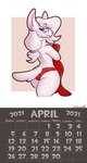 anthro butt calendar calendar_graphic clothed clothing ear_piercing female looking_at_viewer looking_back number panties piercing pose rear_view red_clothing simple_background solo text topless underwear leo_llama team_fortress_2 valve leah_(leo_llama) camelid llama mammal absurd_res english_text hi_res pinup