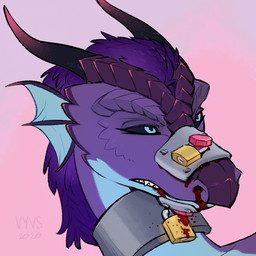 angry anthro bdsm bdsm_gear black_sclera blood blood_from_mouth blood_in_mouth blue_body blue_eyes bodily_fluids bolt_(fastener) clenched_teeth collar degradation female female_anthro fin frown head_fin horn lock metal_collar muzzle_(object) muzzle_bolt muzzled nosebleed padlock padlocked_collar pain permanent permanent_bondage permanent_gag pink_background purple_body screw sex_slave simple_background slave solo submissive submissive_anthro submissive_female teeth torture torture_device wounded vyvs mythology embrya_(ransiel) dragon mythological_creature mythological_scalie scalie 1:1 headshot_portrait hi_res portrait