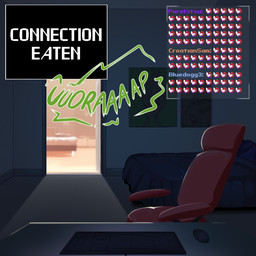 anthro burping camera chair door furniture inside livestream male solo stream_chat vore webcam bubblebnnuy canid canine canis domestic_dog felid feline husky leopard mammal nordic_sled_dog pantherine spitz 1:1 comic hi_res
