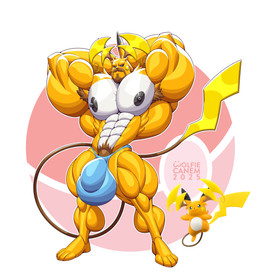 4_toes abs anthro anthrofied areola armpit_hair barazoku beard big_bulge big_muscles big_nipples biped black_ear_tips black_nipples body_hair brown_armpit_hair brown_beard brown_facial_hair brown_pubes brown_tail bulge countershading daddyfication detailed_bulge dipstick_ears dipstick_tail ear_markings facial_hair feet flexing flexing_muscles genital_outline genitals hands_behind_head huge_bulge huge_muscles humanoid_feet hyper hyper_muscles looking_at_viewer male male_anthro manly markings multicolored_ears muscular muscular_anthro muscular_legs muscular_male muscular_thighs nipples orange_arms orange_body orange_face orange_feet penis_outline plantigrade pokeball_symbol pokemorph posing_pouch pronounced_browridge pubes simple_background solo tail tail_markings text thick_thighs toes white_background white_body white_countershading yellow_ears yellow_tail_tip wolfiecanem nintendo pokemon pokemon_legends_z-a generation_9_pokemon mega_evolution mega_raichu mega_raichu_y pokemon_(species) 2025 absurd_res artist_name digital_drawing_(artwork) digital_media_(artwork) hi_res reference_image signature