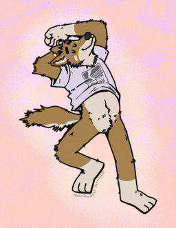 ambiguous_gender anthro bottomless clothed clothing crotch_tuft featureless_crotch null shirt shirt_only sleeping solo topwear topwear_only tuft murkwater.monster canid canine canis coyote mammal absurd_res hi_res