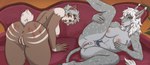 all_fours anthro anus areola bodily_fluids breasts butt clitoral_hood clitoris dripping duo female fur furniture genital_fluids genitals hair hand_on_breast holding_leg holding_leg_up hooves horn inside leaking looking_back lying nipples nude on_back pussy pussy_juice_drip pussy_juice_leaking raised_leg rear_view sex smile spread_legs spreading tail vaginal_fluids whip_mark womb_tattoo tvard eidenir felicia_(tvard) bovid caprine deer goat mammal digital_media_(artwork) hi_res