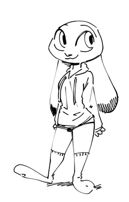 :3 anthro clothed clothing dipstick_ears ear_markings female footwear hoodie legwear markings multicolored_ears simple_background smile socks solo standing topwear white_background fuel_(artist) disney zootopia judy_hopps lagomorph leporid mammal rabbit 2020 aliasing black_and_white digital_media_(artwork) monochrome sketch