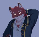 anthro body_hair chest_hair chest_tuft fur male red_body red_fur solo teacher tuft luewibiw knights_college diederich_olsen canid canine mammal