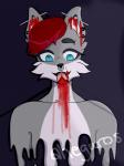 blood bodily_fluids ear_piercing eyebrow_piercing facial_piercing forked_tongue gore hair male nose_piercing piercing red_hair septum_piercing solo tongue aheguro rexcanis canid canine canis mammal wolf absurd_res hi_res