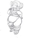 anthro antlers belly big_belly big_butt butt clothing genitals headgear headwear horn legwear male penis slightly_chubby slightly_chubby_male solo stockings thick_thighs underwear archermouse one_piece tony_tony_chopper deer mammal new_world_deer reindeer