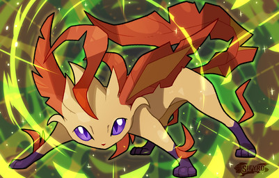 alternate_color attack feral purple_eyes quadruped solo blitzdrachin conditional_dnp nintendo pokemon canid canine eeveelution generation_4_pokemon leafeon mammal pokemon_(species)
