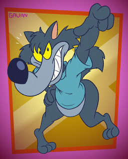 3_toes 4_fingers abstract_background anthro bared_teeth barefoot belly bent_leg big_butt big_tail biped bird's-eye_view black_eyes black_nose blue_clothing blue_shirt blue_t-shirt blue_topwear bottom_heavy bottomless bottomless_anthro bottomless_male butt cheek_tuft clenched_teeth clothed clothing command commanding commanding_viewer curvy_figure devious devious_grin eyebrows facial_tuft feet fingers fluffy fluffy_tail fur gesture glance grey_belly grey_body grey_fur grin grinning_at_viewer hand_gesture hand_on_hip hand_on_own_hip head_tuft high-angle_view huge_butt humanoid_feet humanoid_hands humanoid_heel knock-kneed lines_drawn looking_aside looking_aside_at_viewer looking_at_viewer looking_up looking_up_at_viewer male mascot mischievous mischievous_smile multicolored_body multicolored_fur open_mouth open_smile paws pear-shaped_figure pink_inner_ear plantigrade pointing pointing_at_viewer pointing_up pointy_ears pose raised_arm raised_eyebrow raised_heel raised_tail sharp_teeth shirt shirt_only small_waist smile smiling_at_viewer smirk smirking_at_viewer solo standing standing_on_toes t-shirt t-shirt_only tail teeth thick_calves tiptoes toes toony toothy_grin topwear topwear_only tuft two_tone_body two_tone_fur wide_hips yellow_sclera gavanzude teletoon wolf_and_gopher wolf_(wolf_and_gopher) canid canine canis mammal wolf 2025 alternate_version_at_paywall colored digital_drawing_(artwork) digital_media_(artwork) flat_colors hi_res pinup signature
