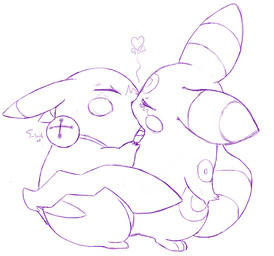 3_toes ambiguous/ambiguous ambiguous_gender bell collar duo ear_markings ears_back eyes_closed facial_markings feet feral feral_on_feral head_markings heart_symbol jingle_bell kiss_on_lips kissing love markings pivoted_ears tail toes year conditional_dnp insomniacovrlrd nintendo pokemon eeveelution generation_1_pokemon generation_2_pokemon hybrid mammal pikachu pokemon_(species) rodent umbreon 2008 digital_drawing_(artwork) digital_media_(artwork) monochrome purple_and_white signature