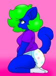 belly clothing diaper female footwear kneeling raised_tail shirt slightly_chubby socks solo t-shirt tail topwear rocky-marbles callie_marbles felid feline mammal hi_res