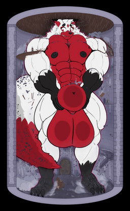 abs animal_genitalia anthro balls big_balls big_muscles big_penis big_sheath destruction expansion feet fur genitals growth hair huge_balls huge_muscles huge_penis huge_sheath hyper hyper_balls hyper_genitalia hyper_muscles hyper_penis hyper_sheath inside macro male markings multicolored_body multicolored_fur muscular muscular_anthro muscular_male nipples nude pec_squeeze pecs penis sheath size_difference smile solo tail tuft two_tone_tail white_body white_fur white_tail vezerem aske_(vezerem) canid canine fox mammal absurd_res digital_media_(artwork) hi_res