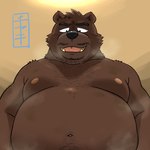 anthro belly big_belly black_nose brown_body kemono male moobs musk nipples overweight overweight_male solo ch_ia_ki bear mammal 1:1 2022 absurd_res hi_res