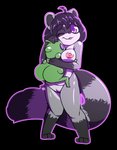 ahoge anthro big_breasts breasts female food genitals hair heart_eyes heart_symbol hug knock-kneed lips nipples nude one_eye_closed pickle_(food) pigeon_toed purple_eyes pussy simple_background smile solo transparent_background afkregen mice_tea julie_lin mammal procyonid raccoon alpha_channel hi_res